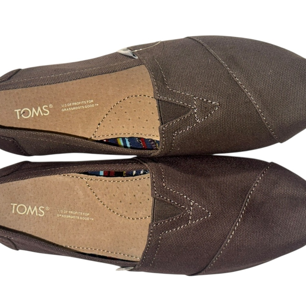 TOMS Chocolate Canvas Slip-Ons - Picture 2 of 8